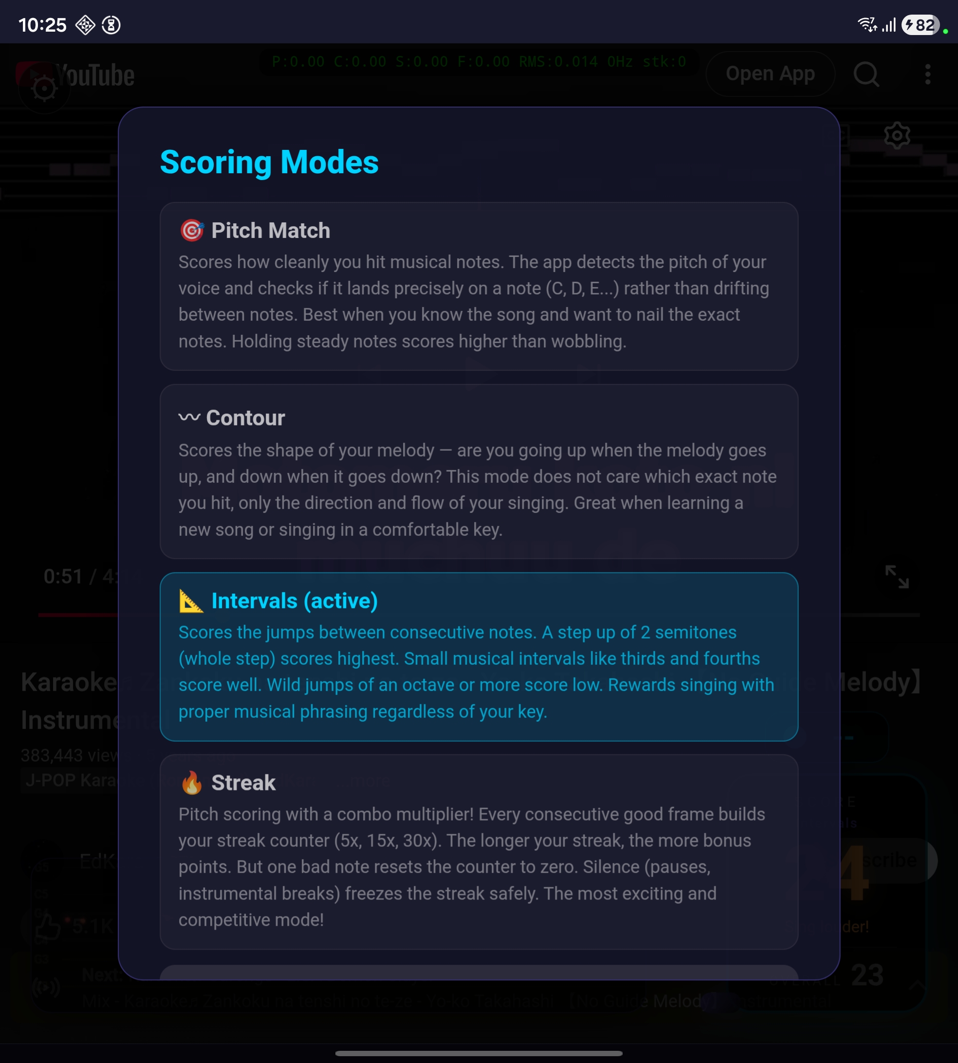 Seletor de modos de pontuação