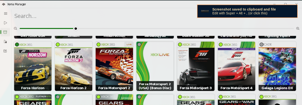 Xenia Manager com a coleção Forza do Xbox 360 instalada