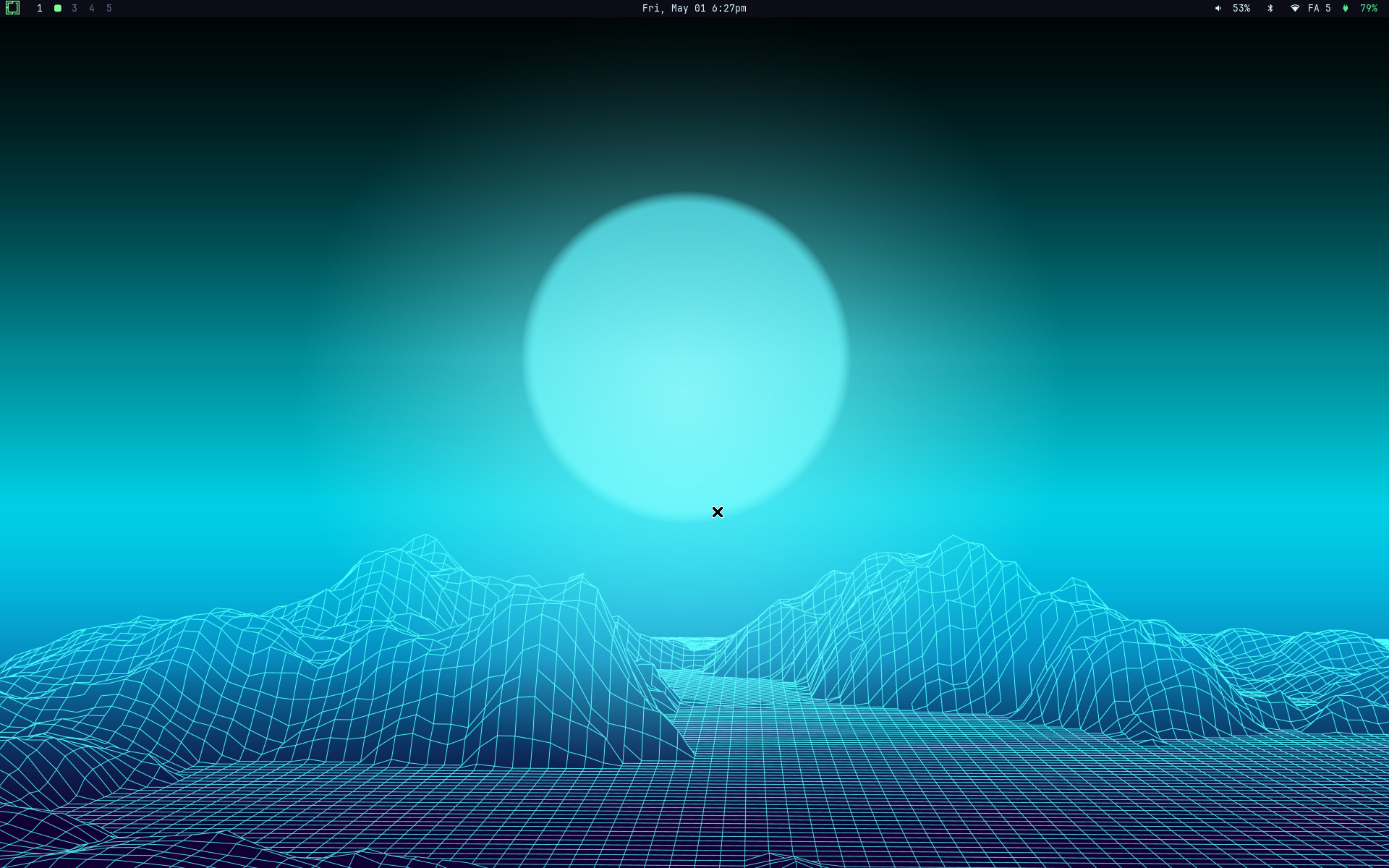 Tema Retro-82: synthwave, grade rosa em fundo escuro, neon nos detalhes