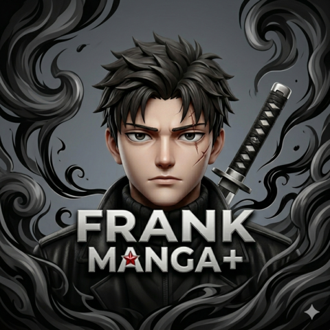 Logo do Frank Manga+: o nome estilizado em vermelho e branco sobre fundo preto.