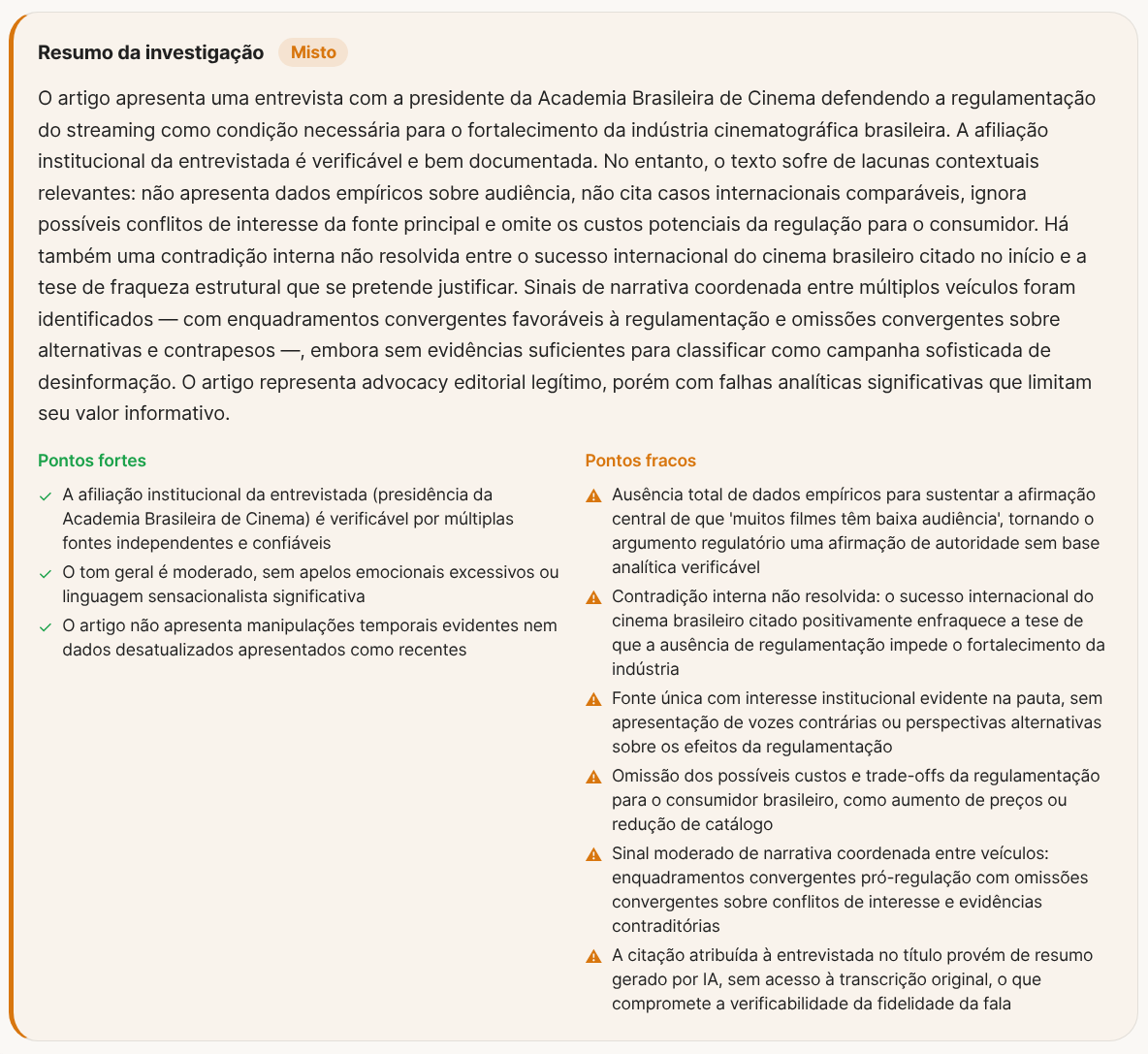 Resumo da investigação - cinema