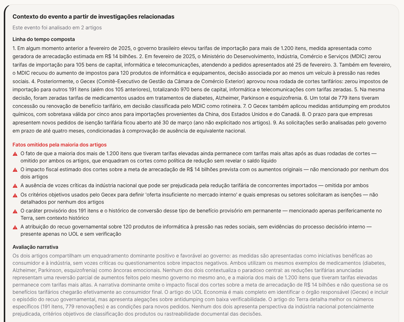 Contexto e fatos omitidos - corte de impostos