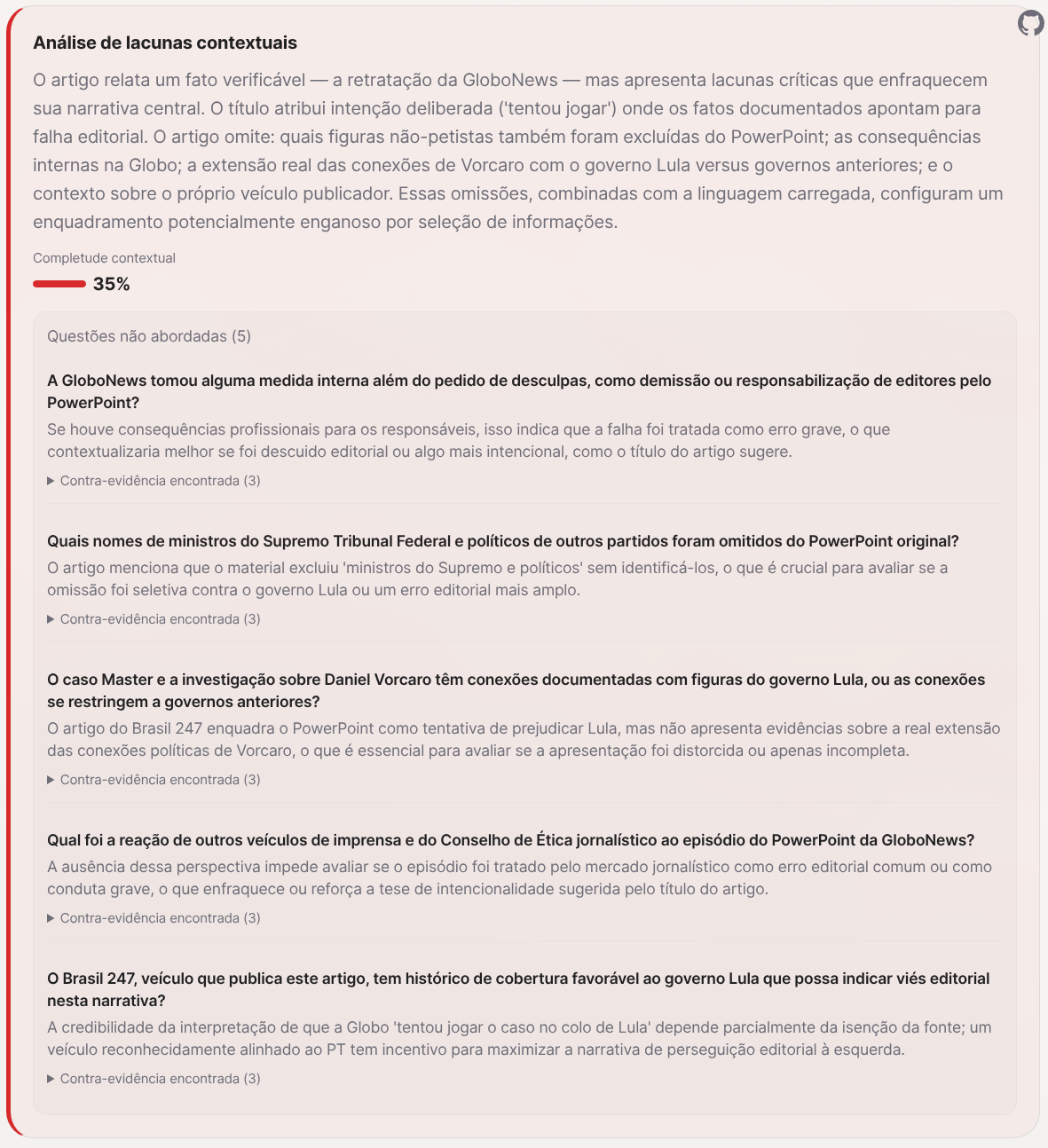 Lacunas contextuais - Globo