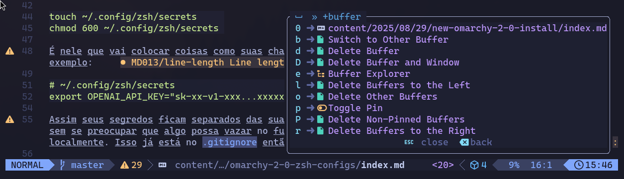 Buffer context menu